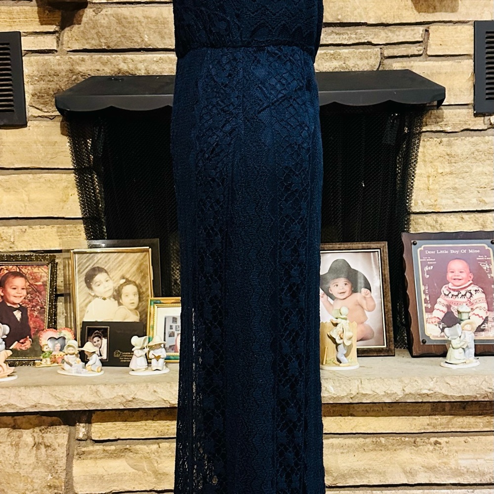 Maurices Dark Blue Lace Maxi Dress